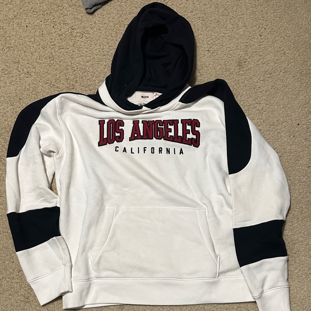 Hollister White and Black Los Angeles Hoodie